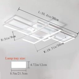 Garwarm White Ceiling Light 75W Modern LED Ceiling Lamps with 3 Squares for Kitchen Dining Living Room Study - thumbnail 5