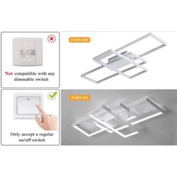 Garwarm White Ceiling Light 75W Modern LED Ceiling Lamps with 3 Squares for Kitchen Dining Living Room Study - thumbnail 4