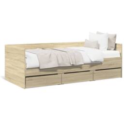 Berkfield Home Daybed with Drawers without Mattress Sonoma Oak 100x200 cm in Light Tan