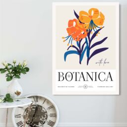 ARTZE Blue & Orange Florals Flower Market Exhibition Framed Print SIZE: A3 with White Frame - Size: A4 - thumbnail 2