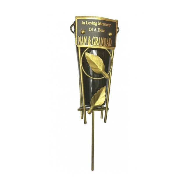 David Fischhoff Memorial Grave Metal Spike Flower Vase - Nan & Grandad in Black