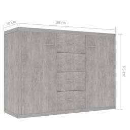 Berkfield Home Sideboard Concrete Grey 88x30x65 cm Engineered Wood - Size: 88 x 30 x 65 cm - thumbnail 6