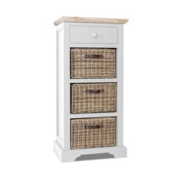 Statement Furniture Florence Tallboy with Drawer & 3 Storage Baskets in White - thumbnail 5