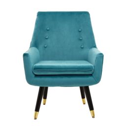 Orsina Stylish Midnight Velvet Armchair, Accent Chair With Slanted Wooden Legs, Modern Midnight Velvet Chair in Green - thumbnail 2