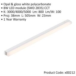 Loops 500mm Under Cabinet LED Light - 8W SMD 2835 CCT LED Module - Opal & Gloss White - thumbnail 2