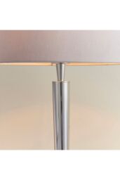 Netlighting Syon 1 Light Table Lamp Bright Nickel Mink Faux Silk E14 in Grey - thumbnail 4