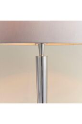 Netlighting Syon 1 Light Table Lamp Bright Nickel Mink Faux Silk E14 in Grey - thumbnail 3
