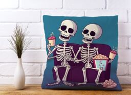 Warren Reed - Designer Skeletons At The Cinema Cushions - Size: 45 cm x 45 cm - thumbnail 2