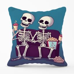 Warren Reed - Designer Skeletons At The Cinema Cushions - Size: 45 cm x 45 cm - thumbnail 1
