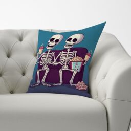 Warren Reed - Designer Skeletons At The Cinema Cushions - Size: 45 cm x 45 cm - thumbnail 3