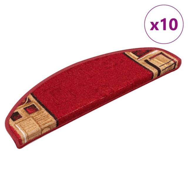 Berkfield Home Stair Mats Self-adhesive 10 pcs 65x21x4 cm Red - Size: Medium - image 1