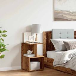 Berkfield Home Bedside Cabinet Old Wood 35x35x55 cm Engineered Wood in Brown - Size: 35 x 35 x 55 cm - thumbnail 3