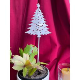 Poppyforge Christmas Tree Pot Pin Garden Art (Pack of 3) - H25 cm - White - thumbnail 3