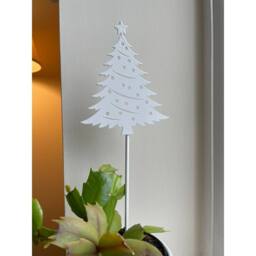 Poppyforge Christmas Tree Pot Pin Garden Art (Pack of 3) - H25 cm - White - thumbnail 5