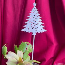 Poppyforge Christmas Tree Pot Pin Garden Art (Pack of 3) - H25 cm - White - thumbnail 1