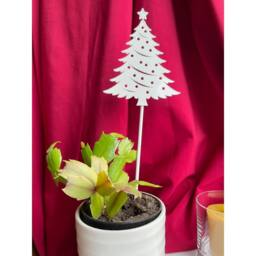 Poppyforge Christmas Tree Pot Pin Garden Art (Pack of 3) - H25 cm - White - thumbnail 2