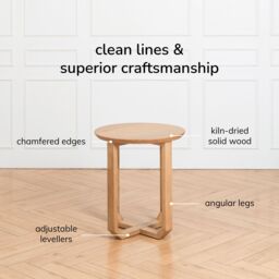 MH London Solid Mango Wood Round Side Table Cross Base End Table for Living Room - Forbes in Natural - thumbnail 4