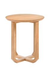 MH London Solid Mango Wood Round Side Table Cross Base End Table for Living Room - Forbes in Natural - thumbnail 2