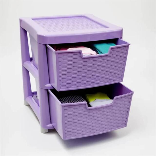 VOGREX 2 Tier Plastic Organizer Cabinet in Lilac Rattan Style in Purple - image 1