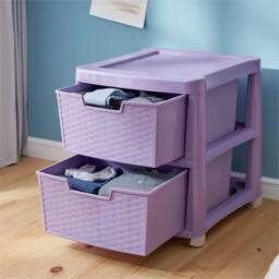 VOGREX 2 Tier Plastic Organizer Cabinet in Lilac Rattan Style in Purple - thumbnail 5
