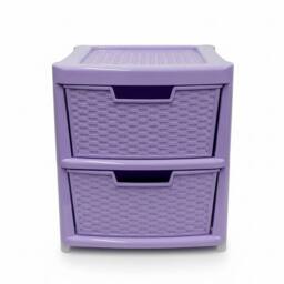 VOGREX 2 Tier Plastic Organizer Cabinet in Lilac Rattan Style in Purple - thumbnail 6