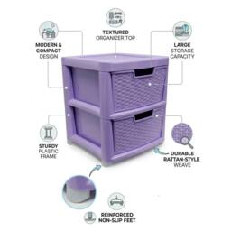 VOGREX 2 Tier Plastic Organizer Cabinet in Lilac Rattan Style in Purple - thumbnail 4