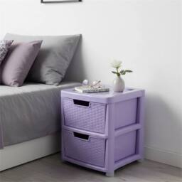 VOGREX 2 Tier Plastic Organizer Cabinet in Lilac Rattan Style in Purple - thumbnail 3