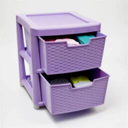 VOGREX 2 Tier Plastic Organizer Cabinet in Lilac Rattan Style in Purple - thumbnail 1