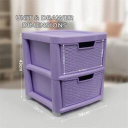 VOGREX 2 Tier Plastic Organizer Cabinet in Lilac Rattan Style in Purple - thumbnail 2