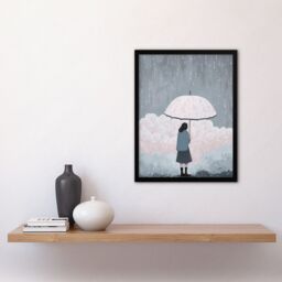 "Artery8 Wall Art Print Pink Rain By Amy Denver Minimalist Soft Pastel Rain Clouds Minimalism Simple Modern Artwork Art Framed - Size: W12"" x H16""" - thumbnail 4