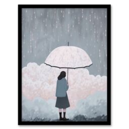 "Artery8 Wall Art Print Pink Rain By Amy Denver Minimalist Soft Pastel Rain Clouds Minimalism Simple Modern Artwork Art Framed - Size: W12"" x H16""" - thumbnail 1