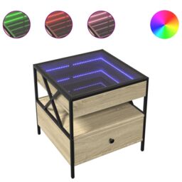 Berkfield Home Coffee Table with Infinity LED Sonoma Oak 50x50x51 cm in Brown - Size: 50 x 50 x 51 cm - thumbnail 2