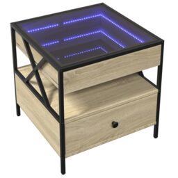 Berkfield Home Coffee Table with Infinity LED Sonoma Oak 50x50x51 cm in Brown - Size: 50 x 50 x 51 cm - thumbnail 3
