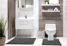 New Edge Blinds Thebes Collection Sparkle Trim 2pc Bathroom Set in Grey - Size: 50 cm x 80 cm - thumbnail 1