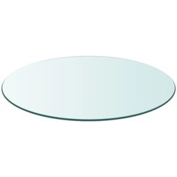 Berkfield Home Table Top Tempered Glass Round 400 mm in Clear - thumbnail 2