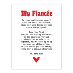 "Artery8 Love Poem Gamer Nerd Fiancée Romantic Poetry Fun Wall Art Print in White - Size: W12"" x H16""" - thumbnail 1