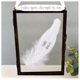 Amaya Rose Ltd Our Angel In Memory of Real feather Floating Picture Frame. Memorial in Black - thumbnail 1