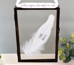 Amaya Rose Ltd Our Angel In Memory of Real feather Floating Picture Frame. Memorial in Black - thumbnail 2