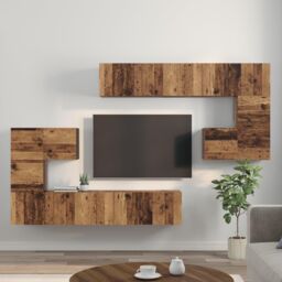 Berkfield Home Wall-mounted Tv Cabinet 8 pcs Old wood Medium 30.5 x 30 x 30 cm in Brown - thumbnail 4