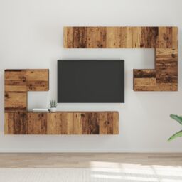 Berkfield Home Wall-mounted Tv Cabinet 8 pcs Old wood Medium 30.5 x 30 x 30 cm in Brown - thumbnail 1