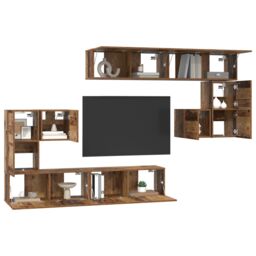 Berkfield Home Wall-mounted Tv Cabinet 8 pcs Old wood Medium 30.5 x 30 x 30 cm in Brown - thumbnail 3