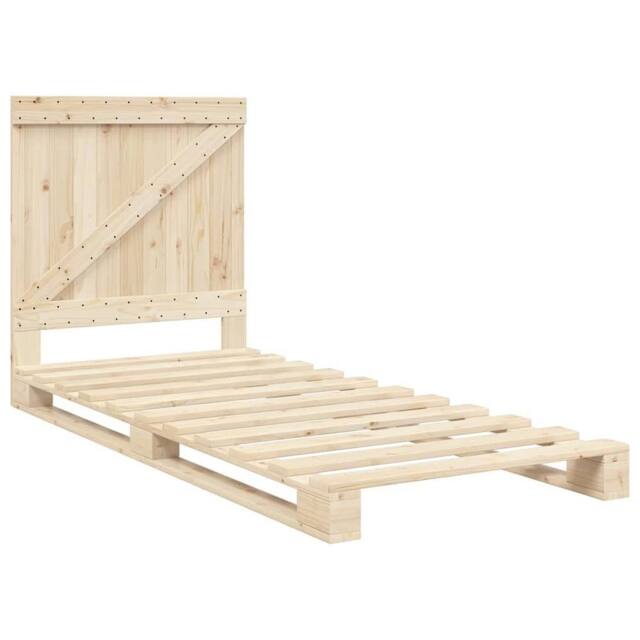 Berkfield Home Beautiful Bed Frame without Mattress with Headboard 90x200 cm Sol in Natural - image 1