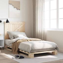 Berkfield Home Beautiful Bed Frame without Mattress with Headboard 90x200 cm Sol in Natural - thumbnail 2