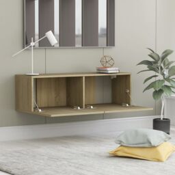 Berkfield Home TV Cabinet Sonoma Oak 100x30x30 cm Engineered Wood in Brown - Size: 100 x 30 x 30 cm - thumbnail 3