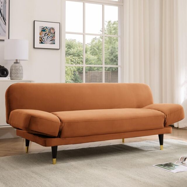 Home Detail Silas Sofa Bed With Adjustable Armrests in Burnt Orange - Size: 3 Seater - image 1
