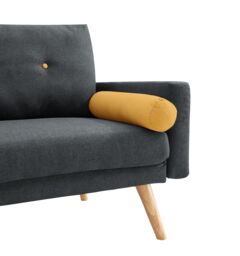 Home Detail Langley Fabric Sofa Bed With Constrasting Button Detail & Matching Bolster Cushions & Wooden Legs in Charcoal - thumbnail 2
