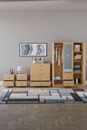 Home Discount Vida Designs 4Pc Bedroom Set 2x2Bedside, 5 Drawer, 3Dr Mirror Wardrobe in Brown - thumbnail 3