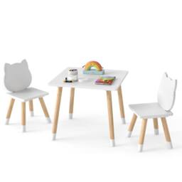 Costway Kids Table & Chairs Set Wooden Toddler Desk & Chair Set in White - thumbnail 3