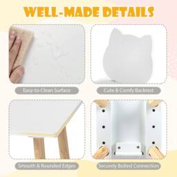 Costway Kids Table & Chairs Set Wooden Toddler Desk & Chair Set in White - thumbnail 4