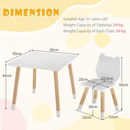 Costway Kids Table & Chairs Set Wooden Toddler Desk & Chair Set in White - thumbnail 5